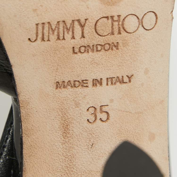 Pre Owned Jimmy Choo Black Leather Slingback Pumps Size 35