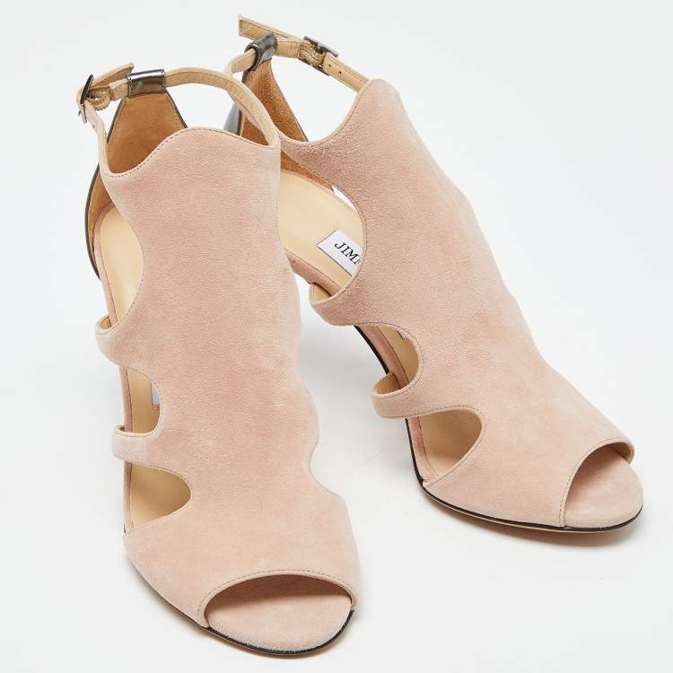 Pre Owned Jimmy Choo Pink Suede and Patent Leather Sandals Size 38
