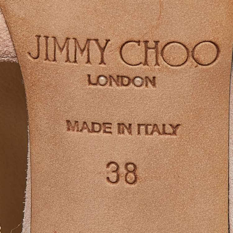 Pre Owned Jimmy Choo Pink Suede and Patent Leather Sandals Size 38