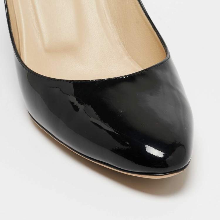 Pre Owned Jimmy Choo Black Patent Gilbert Wedge Pumps Size 39