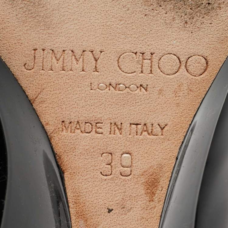 Pre Owned Jimmy Choo Black Patent Gilbert Wedge Pumps Size 39