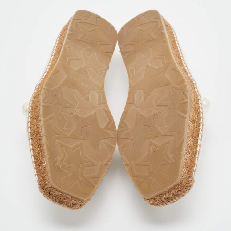 Pre Owned Jimmy Choo Cream Leather Dru Espadrille Flats Size 40