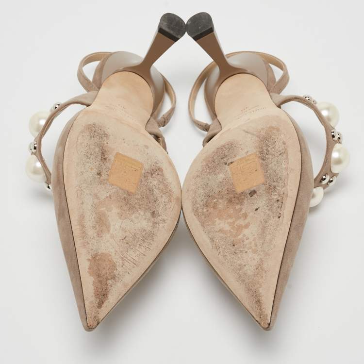 مملوكة مسبقًا Jimmy Choo Grey Suede Breslin Slingback Pumps Size 40