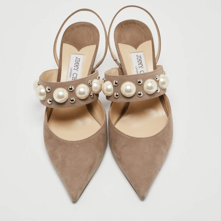 مملوكة مسبقًا Jimmy Choo Grey Suede Breslin Slingback Pumps Size 40