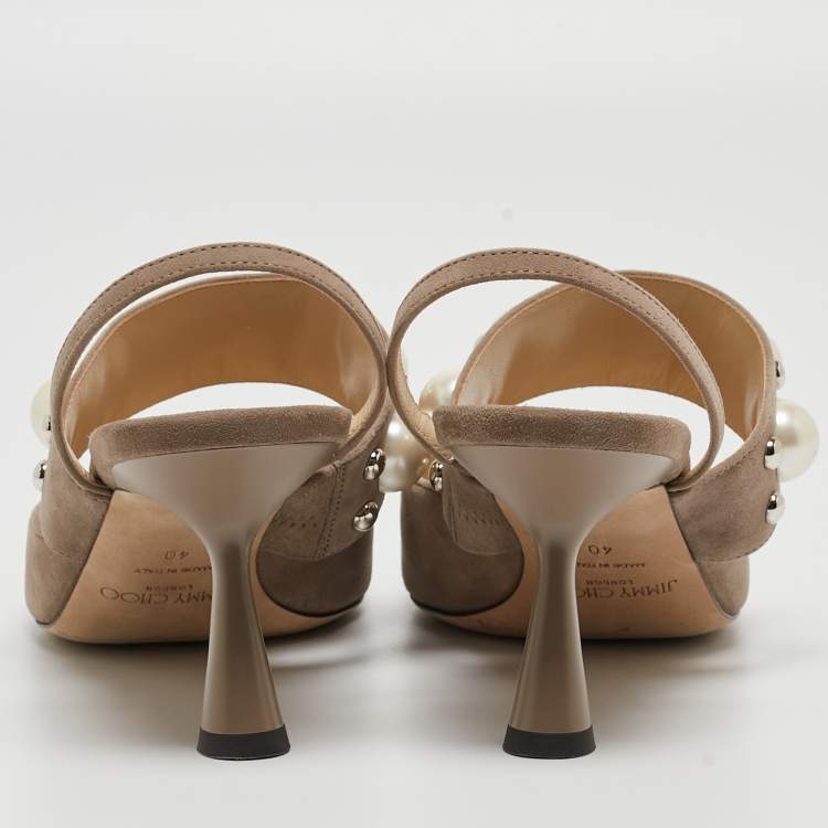 مملوكة مسبقًا Jimmy Choo Grey Suede Breslin Slingback Pumps Size 40