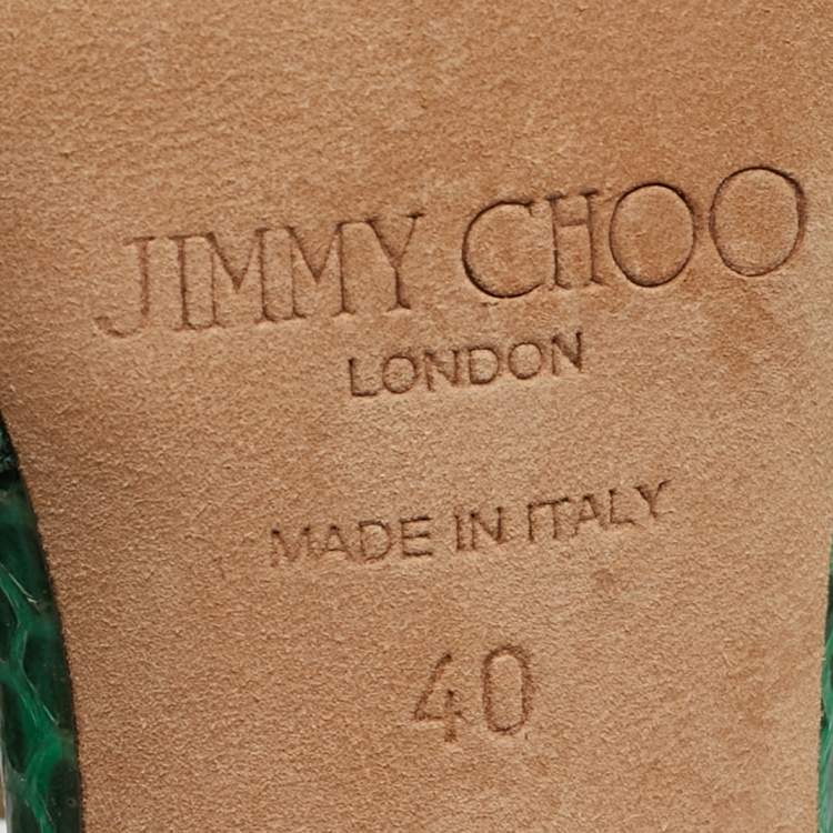 Pre Owned Jimmy Choo Green Embossed Snakeskin Dori Sandals Size 40