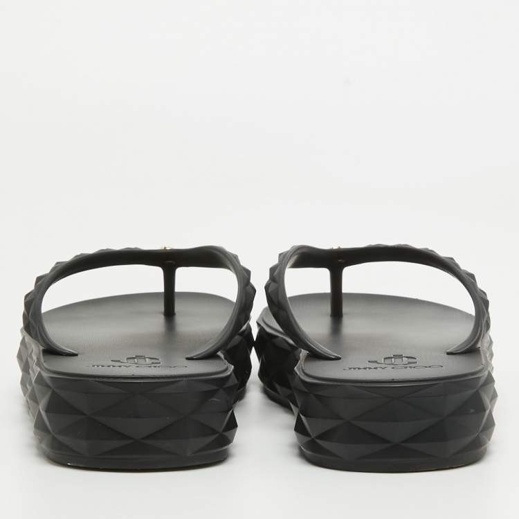 Pre Owned Jimmy Choo Black Rubber Platform Thong Sandals Size 36 