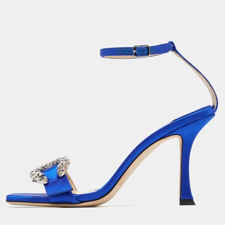 Pre Owned Jimmy Choo Blue Satin Marsai Sandals Size 36