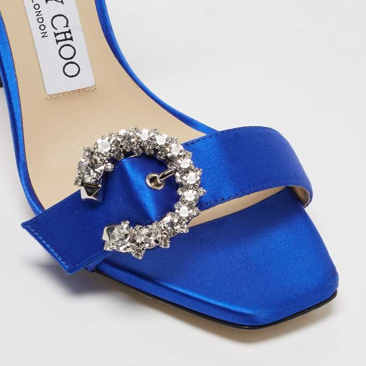 Pre Owned Jimmy Choo Blue Satin Marsai Sandals Size 36