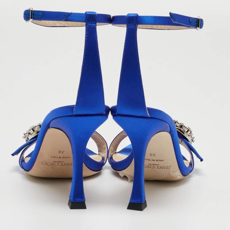 Pre Owned Jimmy Choo Blue Satin Marsai Sandals Size 36