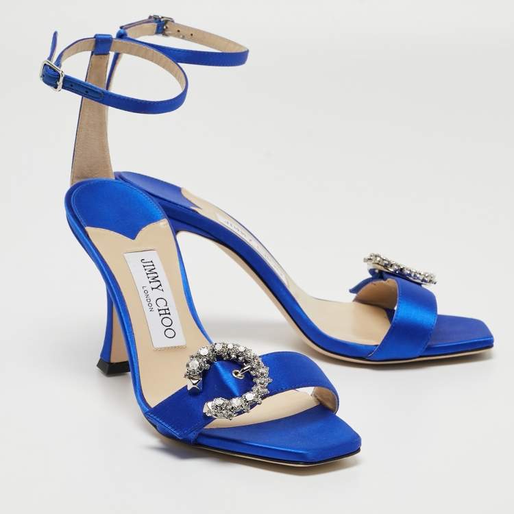 Pre Owned Jimmy Choo Blue Satin Marsai Sandals Size 36