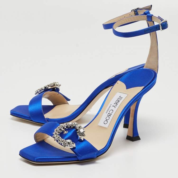 Pre Owned Jimmy Choo Blue Satin Marsai Sandals Size 36