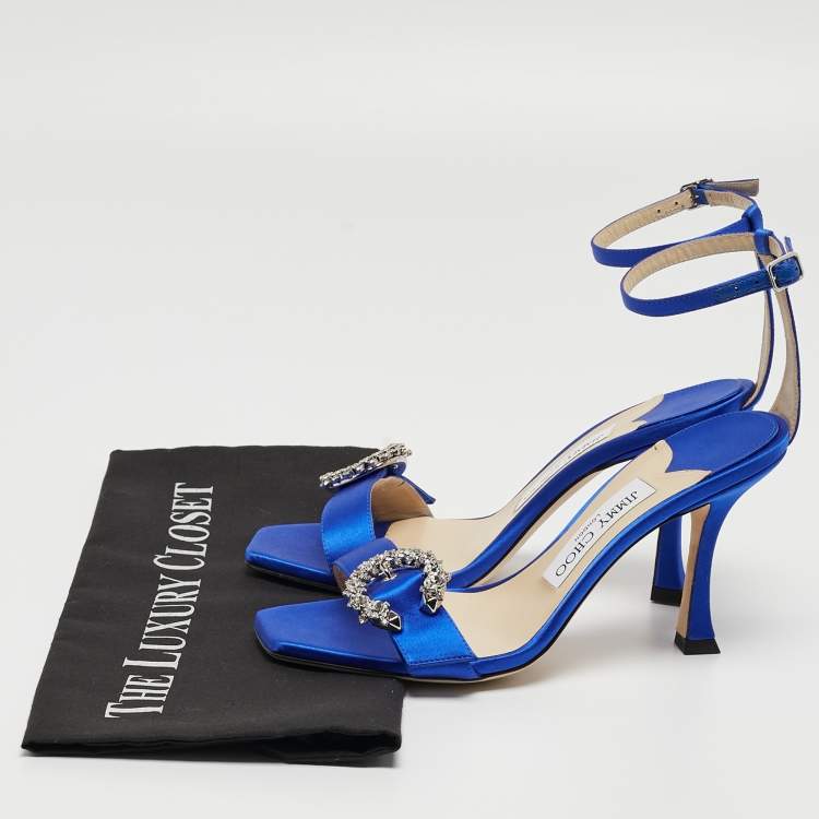 Pre Owned Jimmy Choo Blue Satin Marsai Sandals Size 36