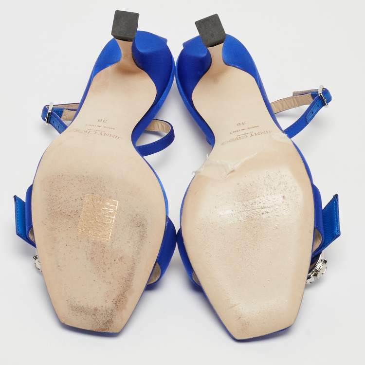 Pre Owned Jimmy Choo Blue Satin Marsai Sandals Size 36