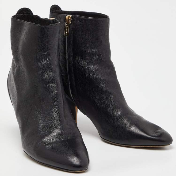 Pre Owned Jimmy Choo Black Leather Ankle Booties Size 38