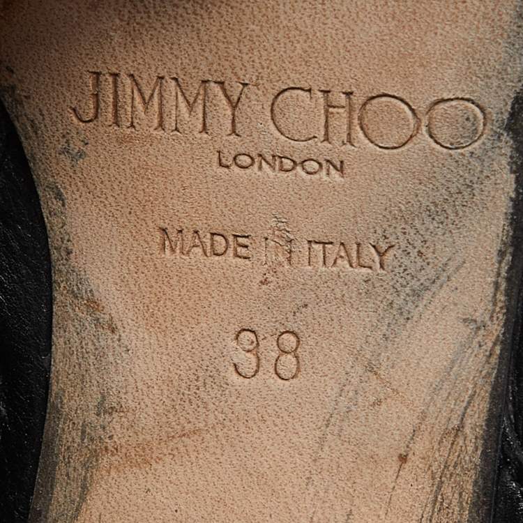 Pre Owned Jimmy Choo Black Leather Ankle Booties Size 38
