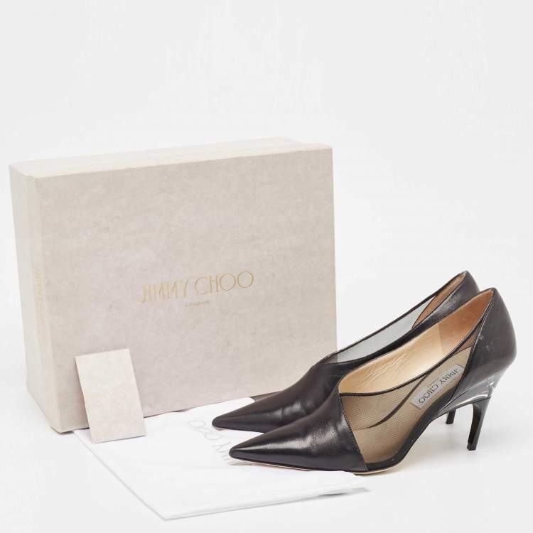 Pre Owned Jimmy Choo Black Leather Pointed Toe Pumps Size 41