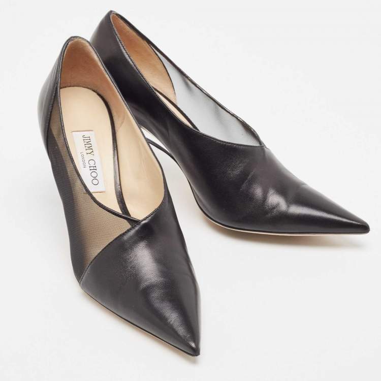 Pre Owned Jimmy Choo Black Leather Pointed Toe Pumps Size 41
