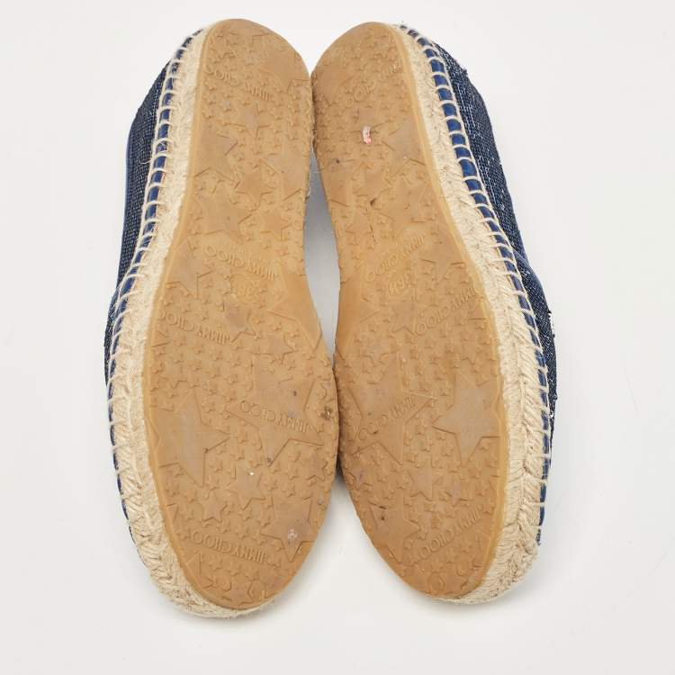 Pre Owned Jimmy Choo Blue Sequins Espadrille Flats Size 36.5