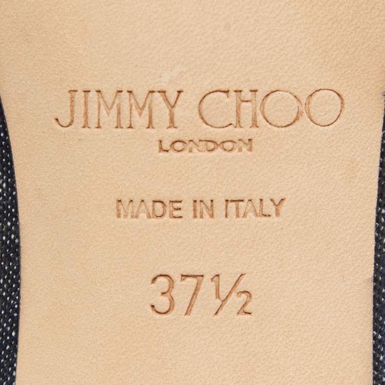 Pre Owned Jimmy Choo Blue Denim Jamie Ankle Strap Sandals Size 37.5