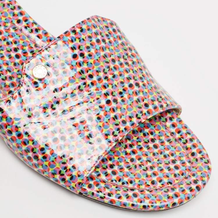 Pre Owned Jimmy Choo Multicolor Printed Patent Leather Nanda Flats Size 37.5