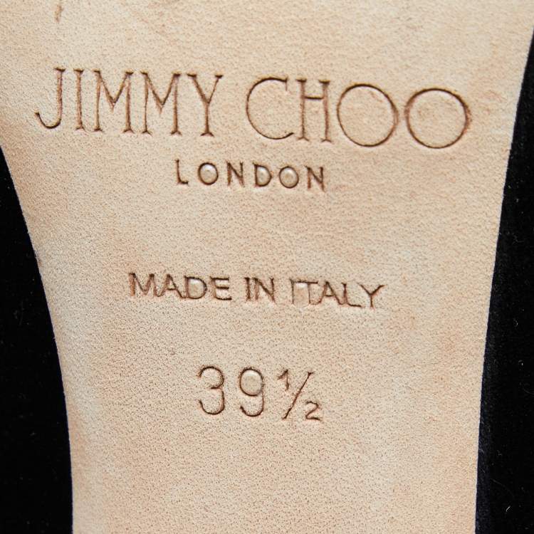 Pre Owned Jimmy Choo Black Velvet Lacey Pumps Size 39.5