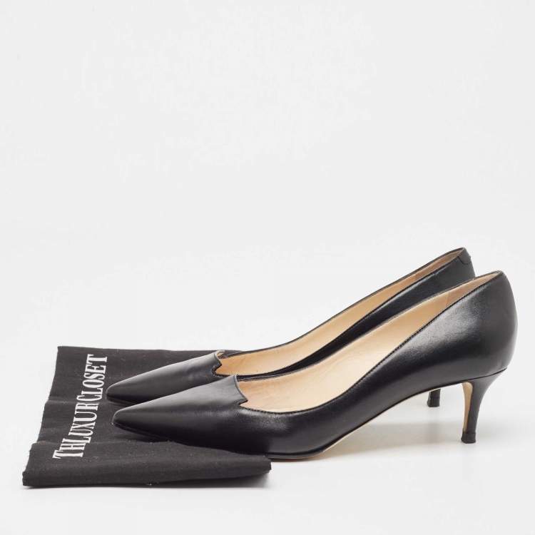 Pre Owned Jimmy Choo Black Leather Allure Pointed Toe Pumps Size 38