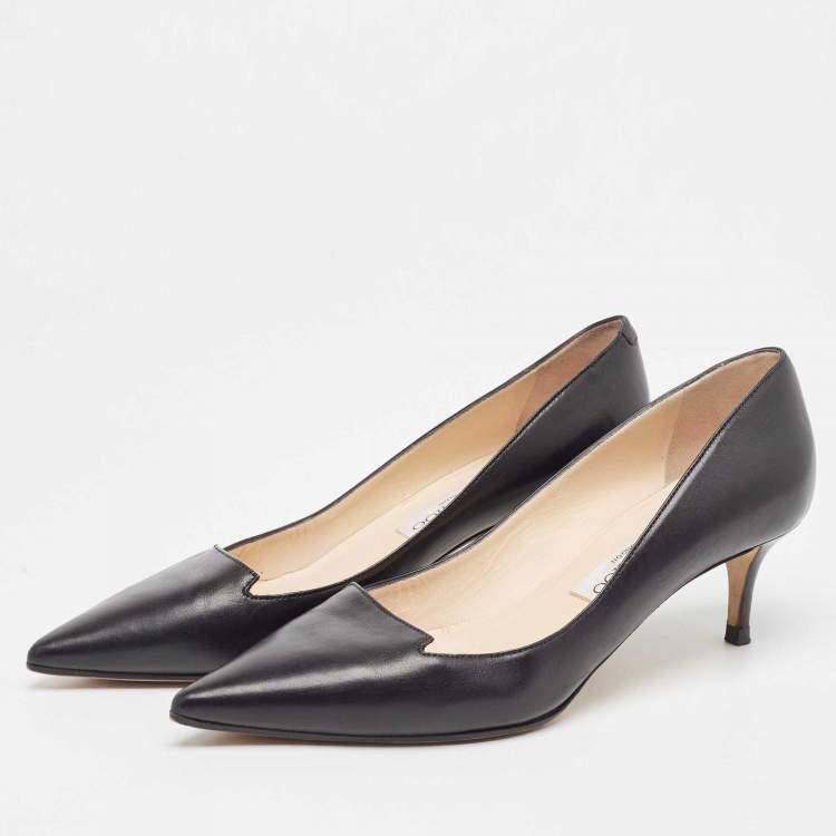 Pre Owned Jimmy Choo Black Leather Allure Pointed Toe Pumps Size 38