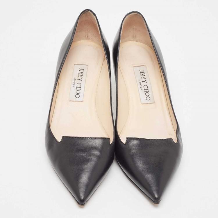 Pre Owned Jimmy Choo Black Leather Allure Pointed Toe Pumps Size 38