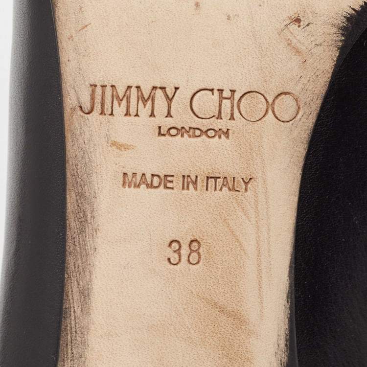 Pre Owned Jimmy Choo Black Leather Allure Pointed Toe Pumps Size 38