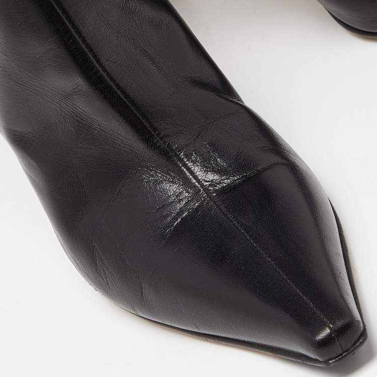 Pre Owned Jimmy  Choo Black Leather Midcalf B0ots Size 40 