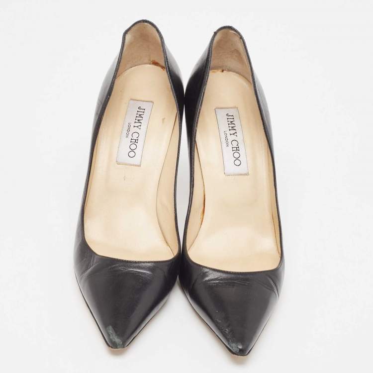 Pre Owned Jimmy Choo Black Leather Love Pumps Size 38