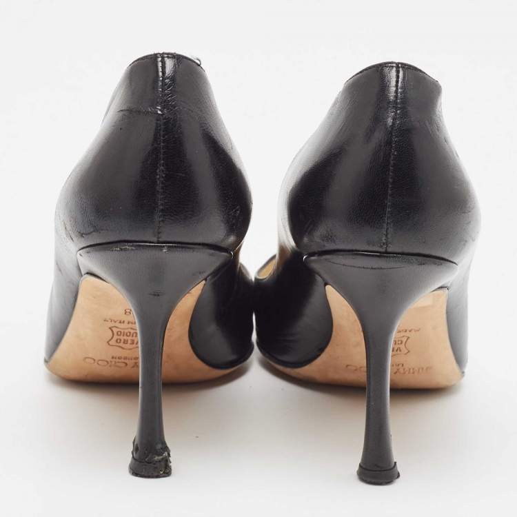 Pre Owned Jimmy Choo Black Leather Love Pumps Size 38