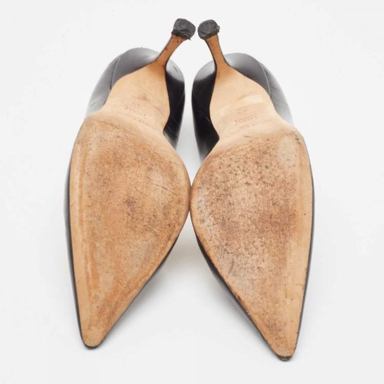 Pre Owned Jimmy Choo Black Leather Love Pumps Size 38