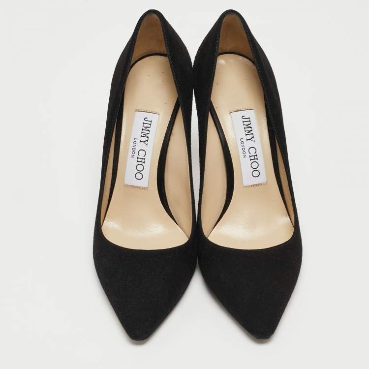 Pre Owned Jimmy Choo Black Suede Romy Pumps Size 35.5