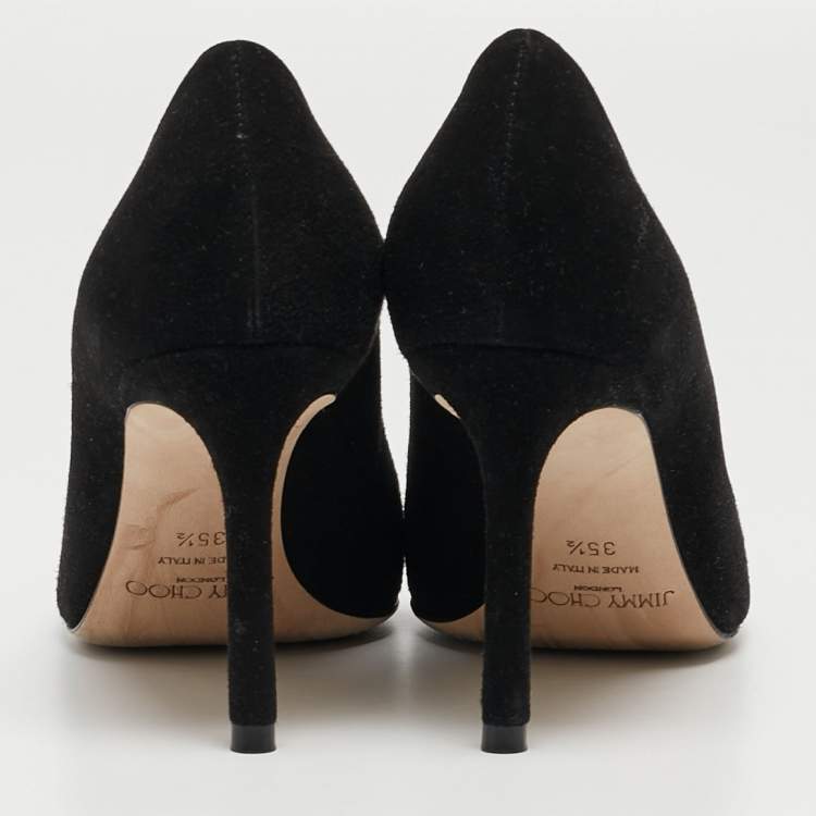 Pre Owned Jimmy Choo Black Suede Romy Pumps Size 35.5