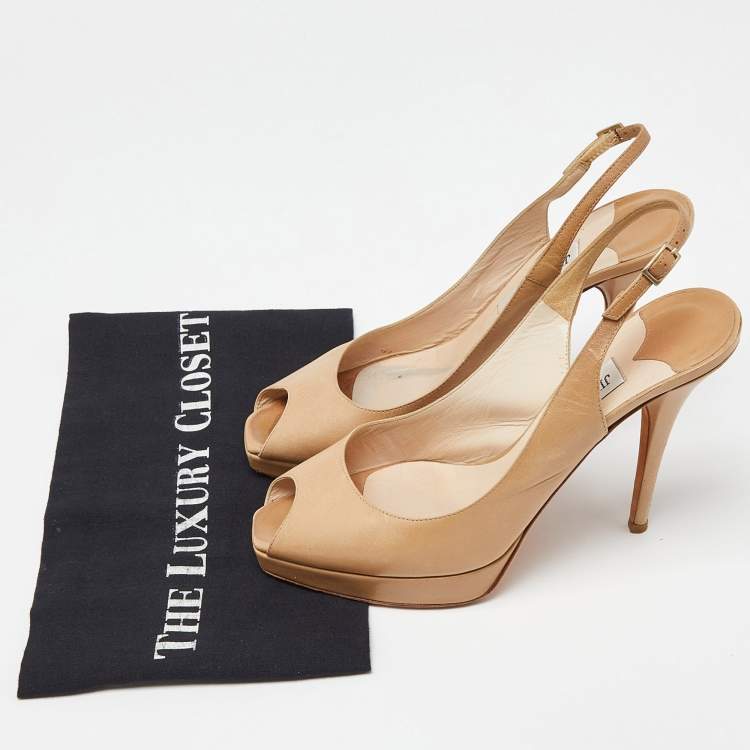 Pre Owned Jimmy Choo Beige Leather Platform Pumps Size 39