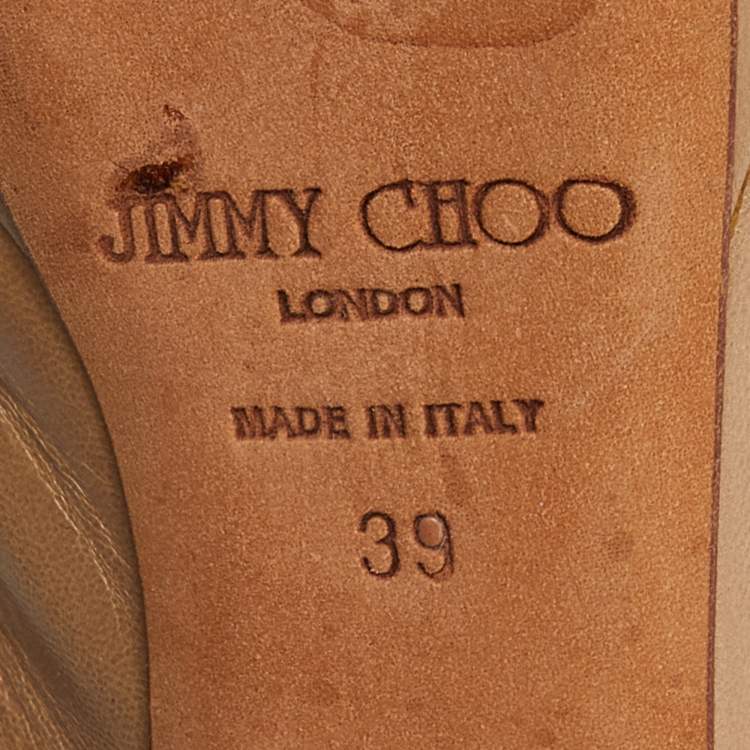 Pre Owned Jimmy Choo Beige Leather Platform Pumps Size 39