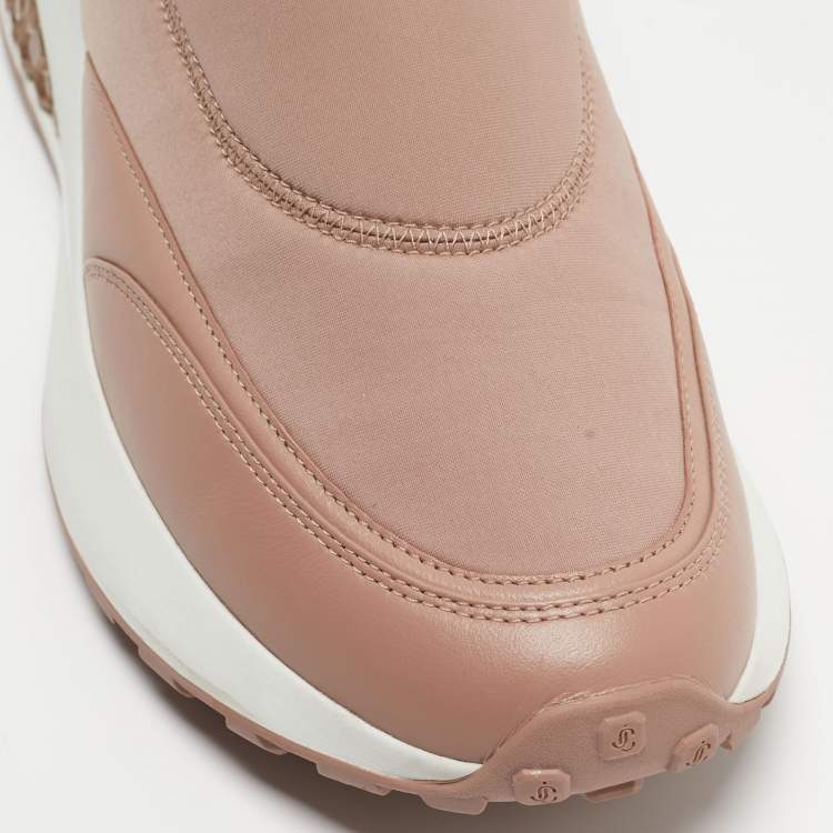 Pre Owned Jimmy Choo Dusty Pink Leather and Neoprene Memphis Sneakers Size 42