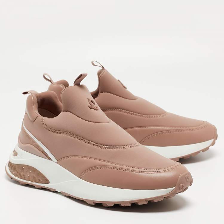 Pre Owned Jimmy Choo Dusty Pink Leather and Neoprene Memphis Sneakers Size 42