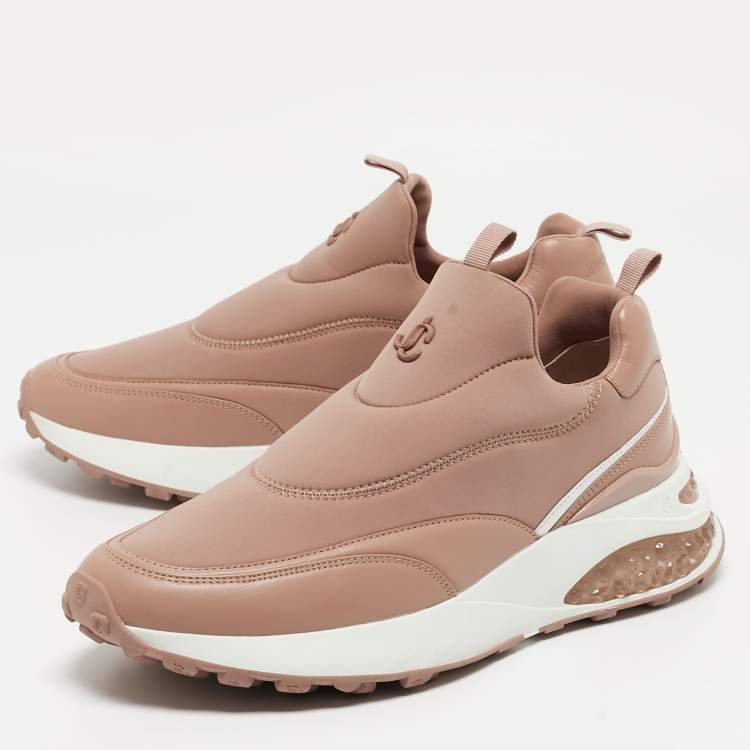 Pre Owned Jimmy Choo Dusty Pink Leather and Neoprene Memphis Sneakers Size 42