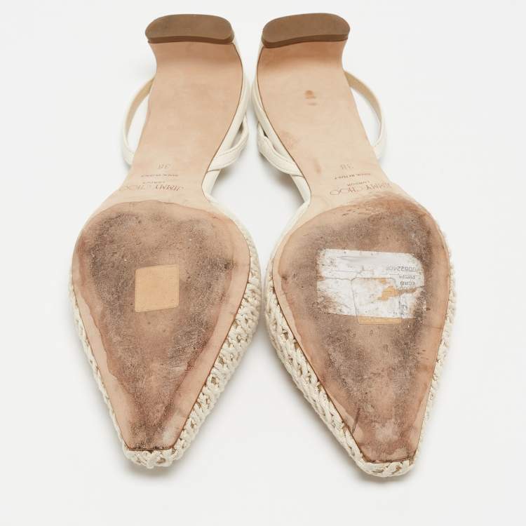 Pre Owned Jimmy Choo Cream Leather and Mesh Erica  Slingback Pumps Size 38