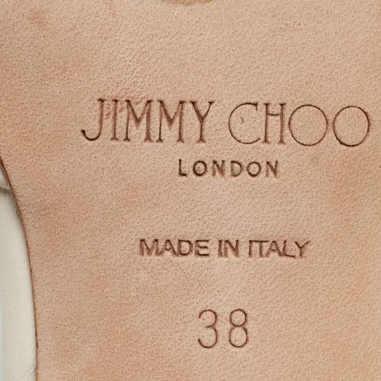 Pre Owned Jimmy Choo Cream Leather and Mesh Erica  Slingback Pumps Size 38