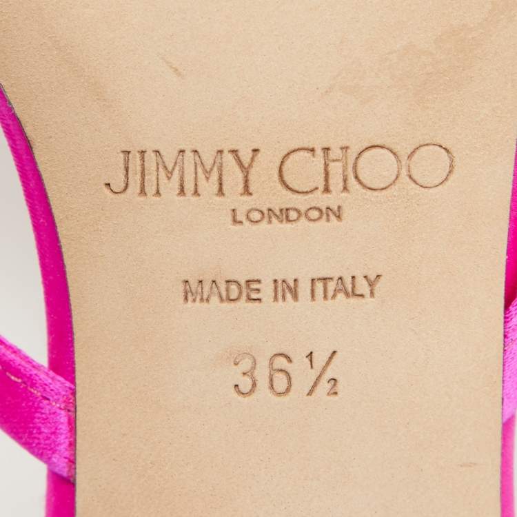 Pre Owned Jimmy Choo Pink Satin Maelie Thong Sandals Size 36.5