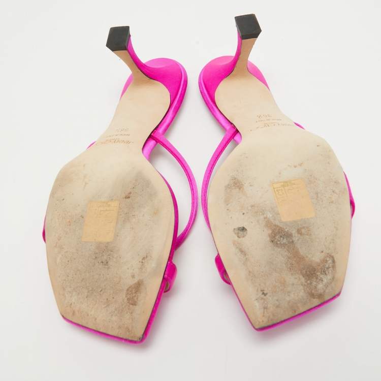 Pre Owned Jimmy Choo Pink Satin Maelie Thong Sandals Size 36.5