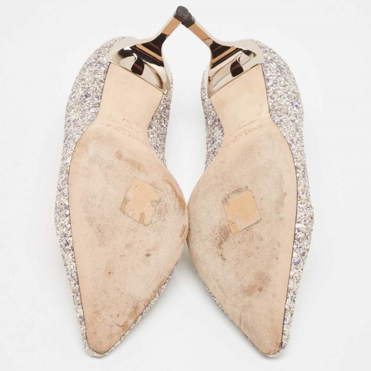 Pre Owned Jimmy Choo Metallic Coarse Glitter Romy Pumps Size 37