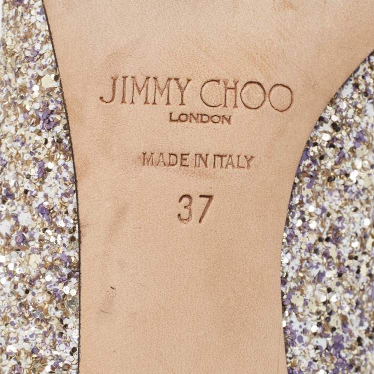 Pre Owned Jimmy Choo Metallic Coarse Glitter Romy Pumps Size 37