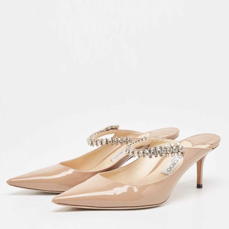 Pre Owned Jimmy Choo Dusty Pink Patent Leather Bing Mules Size 41