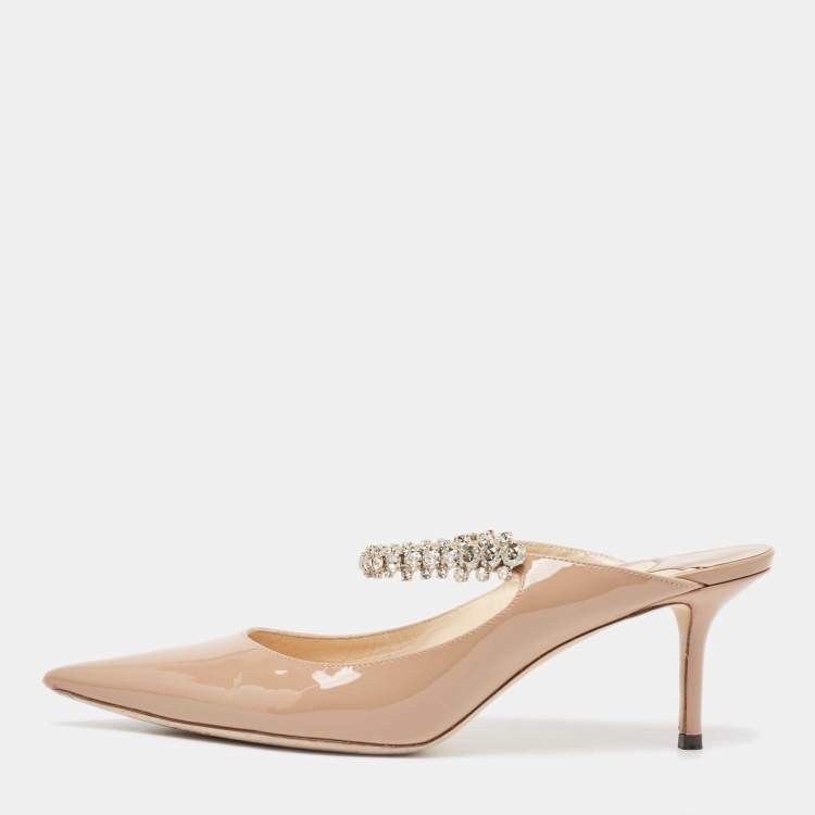 Pre Owned Jimmy Choo Dusty Pink Patent Leather Bing Mules Size 41