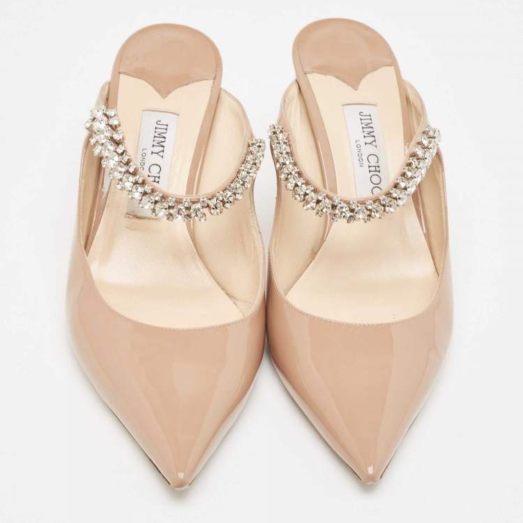 Pre Owned Jimmy Choo Dusty Pink Patent Leather Bing Mules Size 41